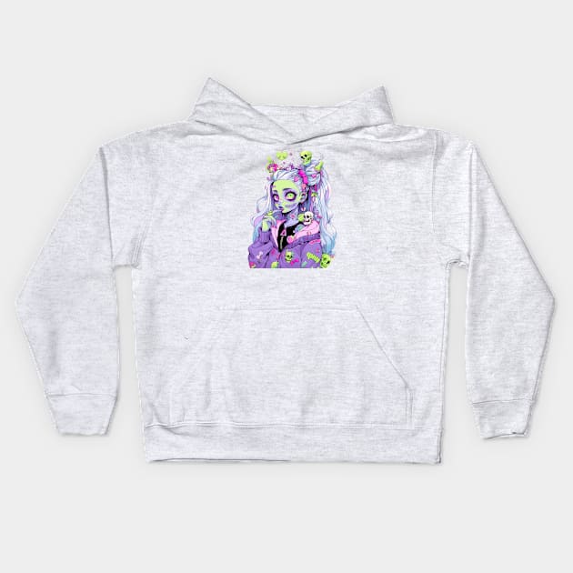 Pastel Goth Cute Kawaii Zombie Kids Hoodie by DarkSideRunners